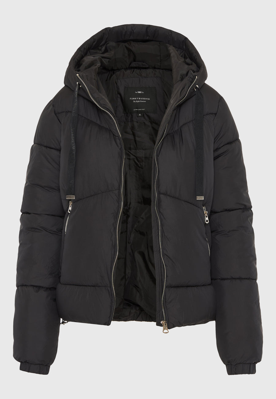 Geacă pufoasă pentru femei cu glugă