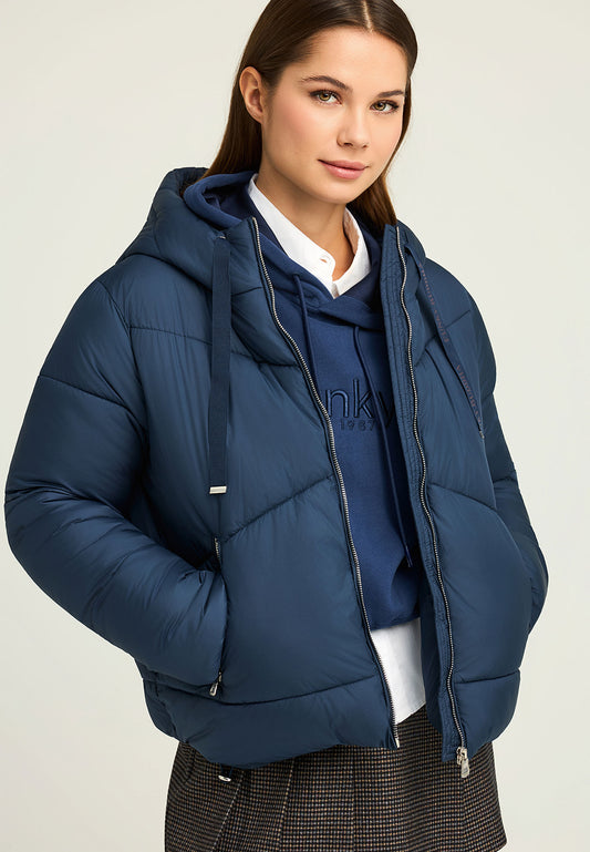 Geacă pufoasă pentru femei cu glugă