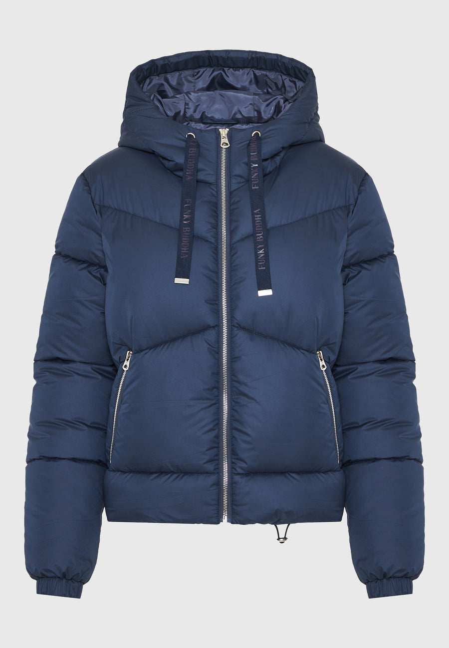 Geacă pufoasă pentru femei cu glugă