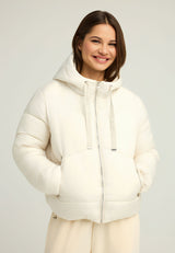 Geacă pufoasă pentru femei cu glugă