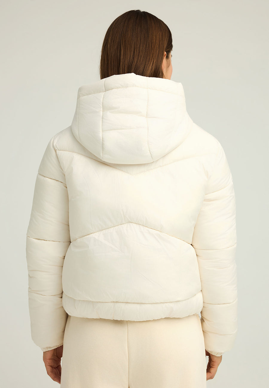 Geacă pufoasă pentru femei cu glugă