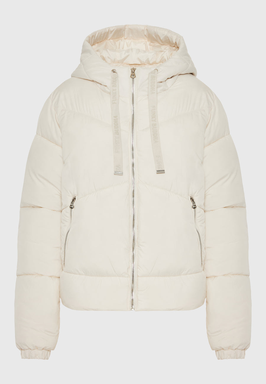 Geacă pufoasă pentru femei cu glugă