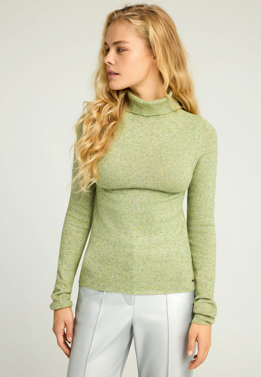 Pulover tricotat cu guler înalt și paiete