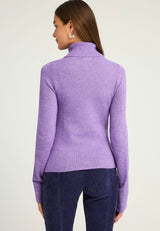 Pulover tricotat cu guler înalt și paiete