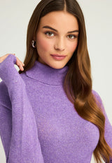 Pulover tricotat cu guler înalt și paiete