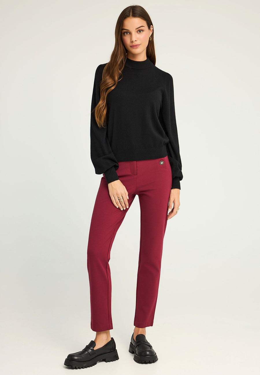 Top tricotat cu mânecă tip bishop pentru femei