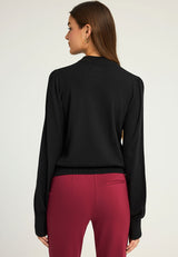 Top tricotat cu mânecă tip bishop pentru femei