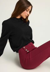 Top tricotat cu mânecă tip bishop pentru femei