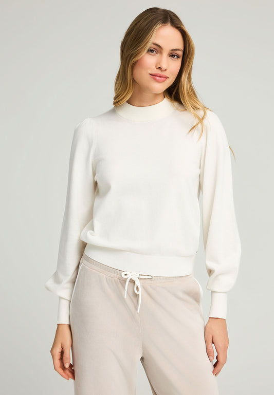 Top tricotat cu mânecă tip bishop pentru femei