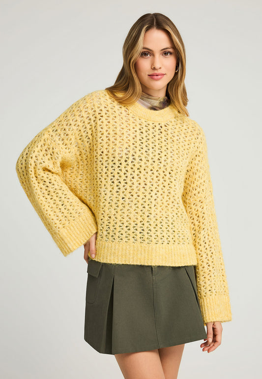 Pulover tricotat sustenabil cu finisaj striat