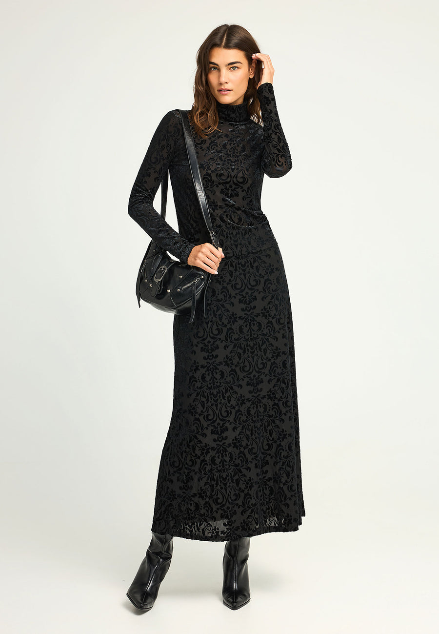 Fustă maxi brodată cu croială dreaptă