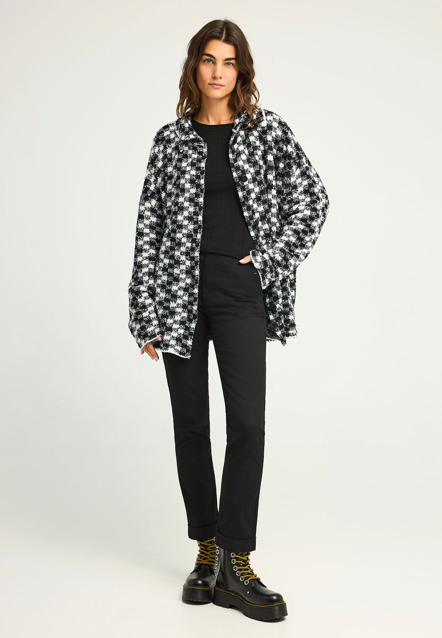 Pulover simplu tricotat pentru femei cu model în dungi