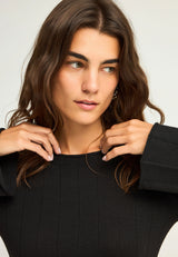 Pulover simplu tricotat pentru femei cu model în dungi