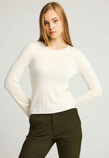 Pulover simplu tricotat pentru femei cu model în dungi