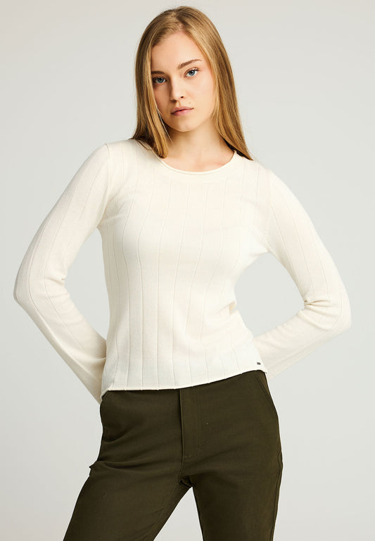 Pulover simplu tricotat pentru femei cu model în dungi