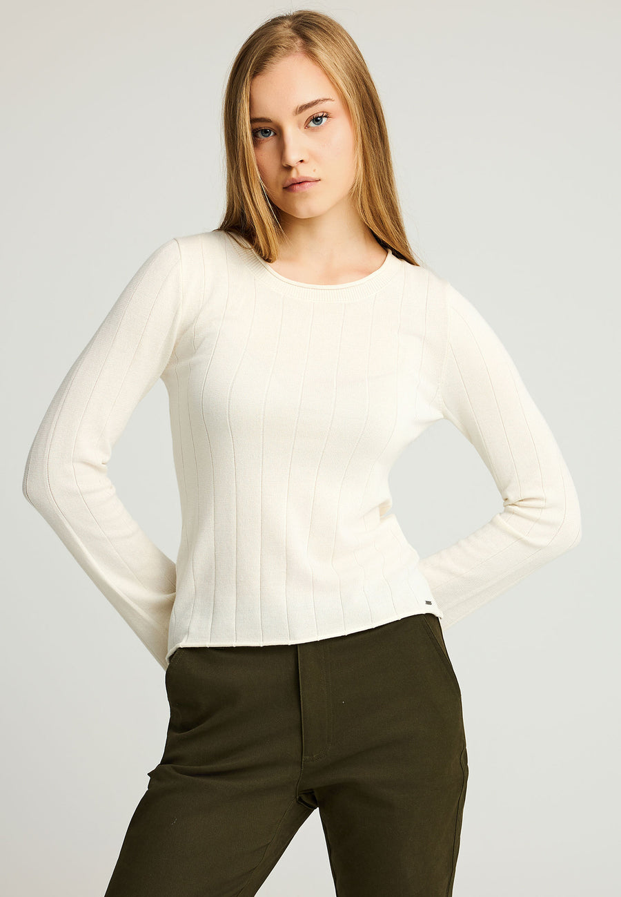 Pulover simplu tricotat pentru femei cu model în dungi