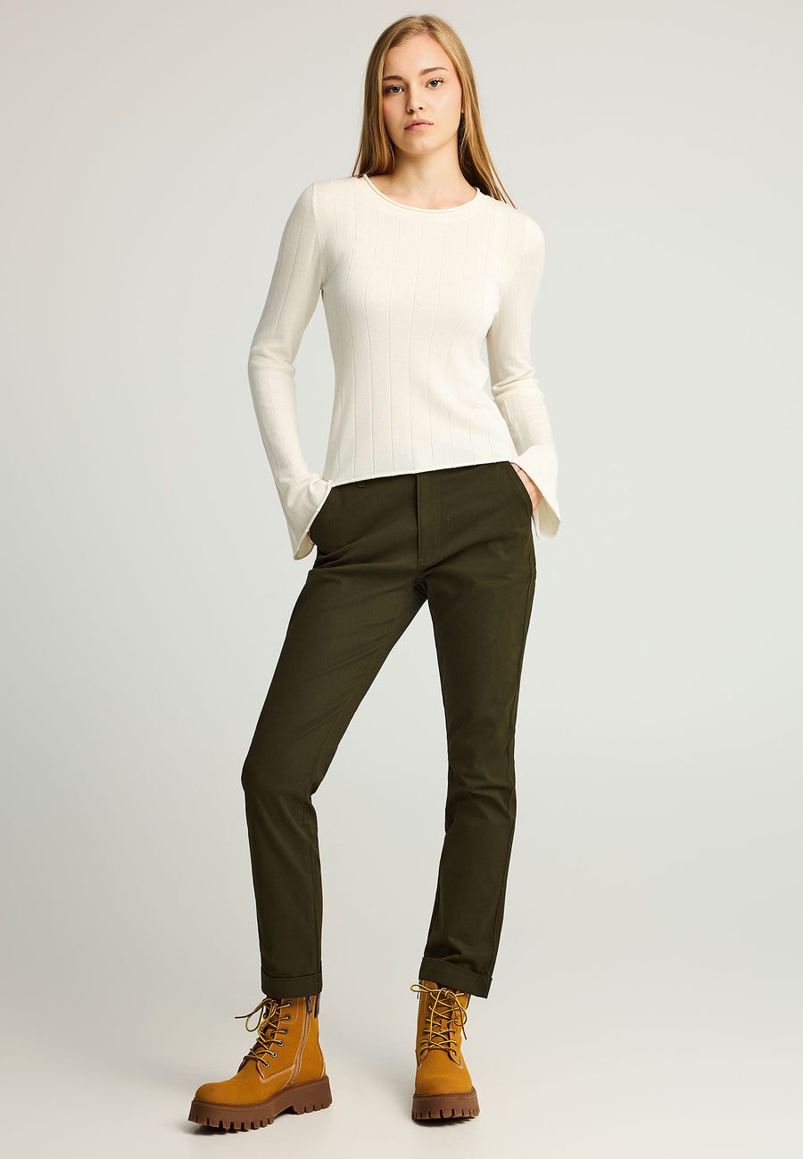 Pulover simplu tricotat pentru femei cu model în dungi