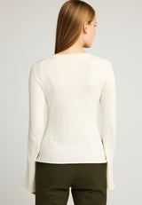 Pulover simplu tricotat pentru femei cu model în dungi