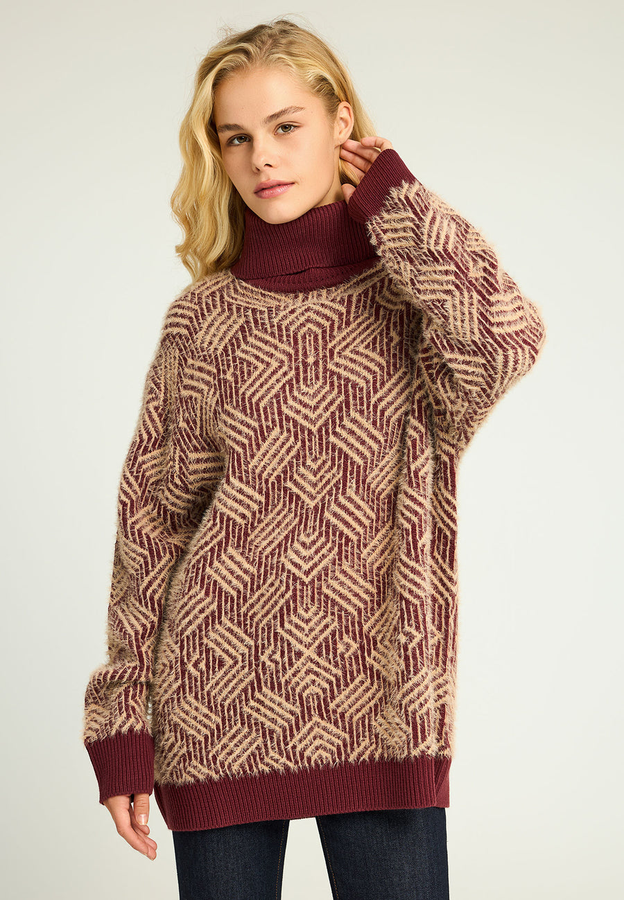 Guler înalt lejer tricotat cu împletitură