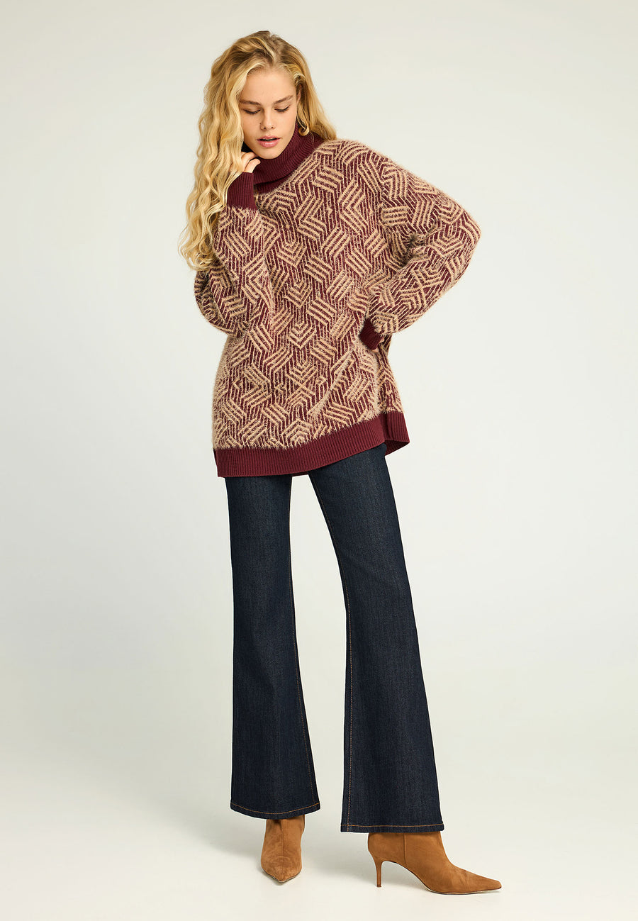 Guler înalt lejer tricotat cu împletitură