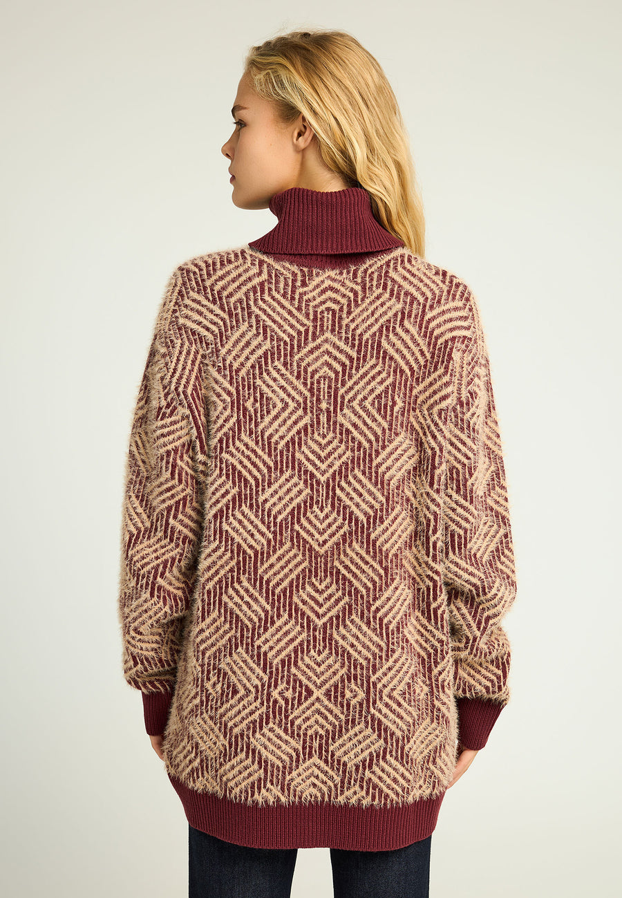 Guler înalt lejer tricotat cu împletitură