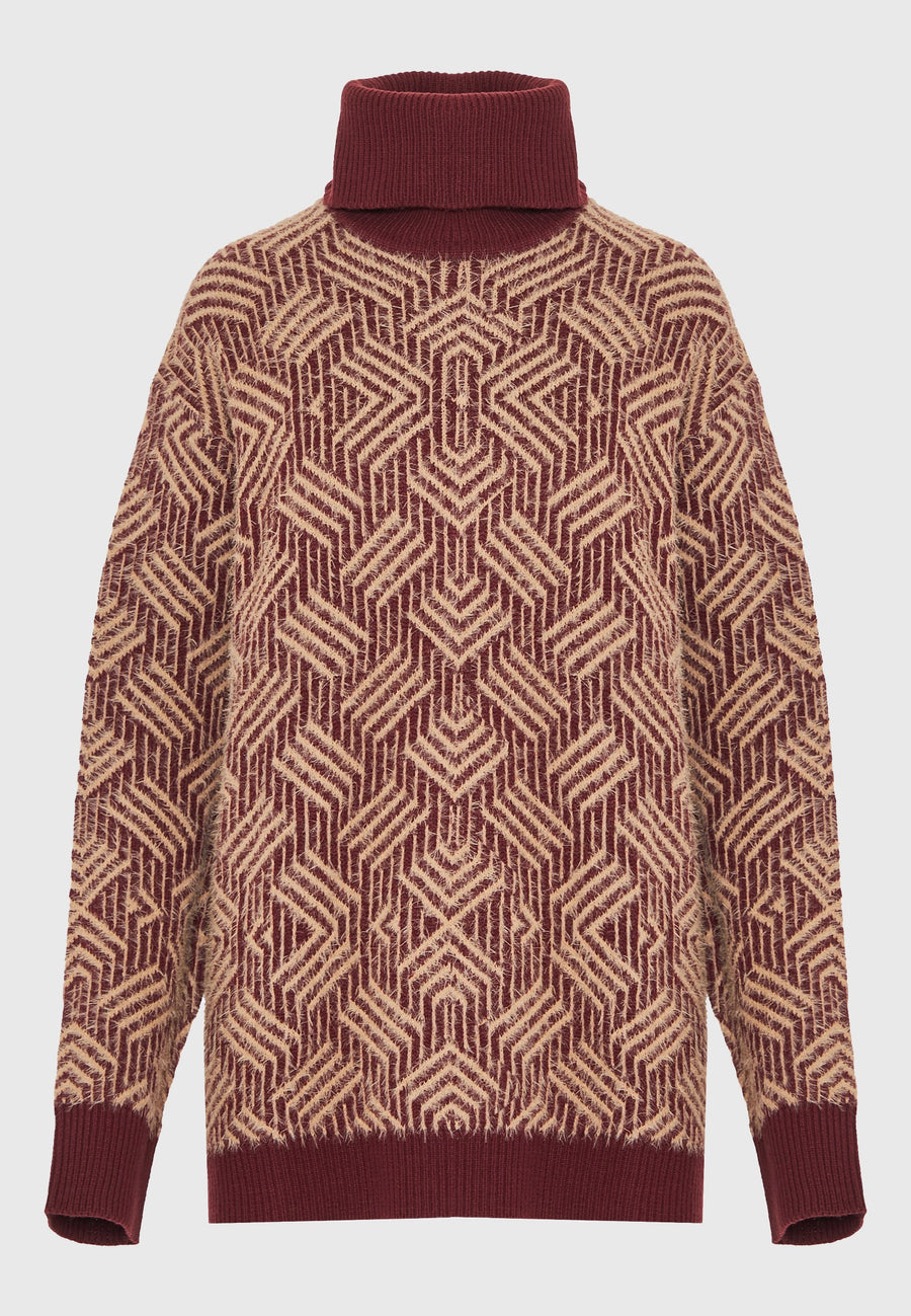 Guler înalt lejer tricotat cu împletitură