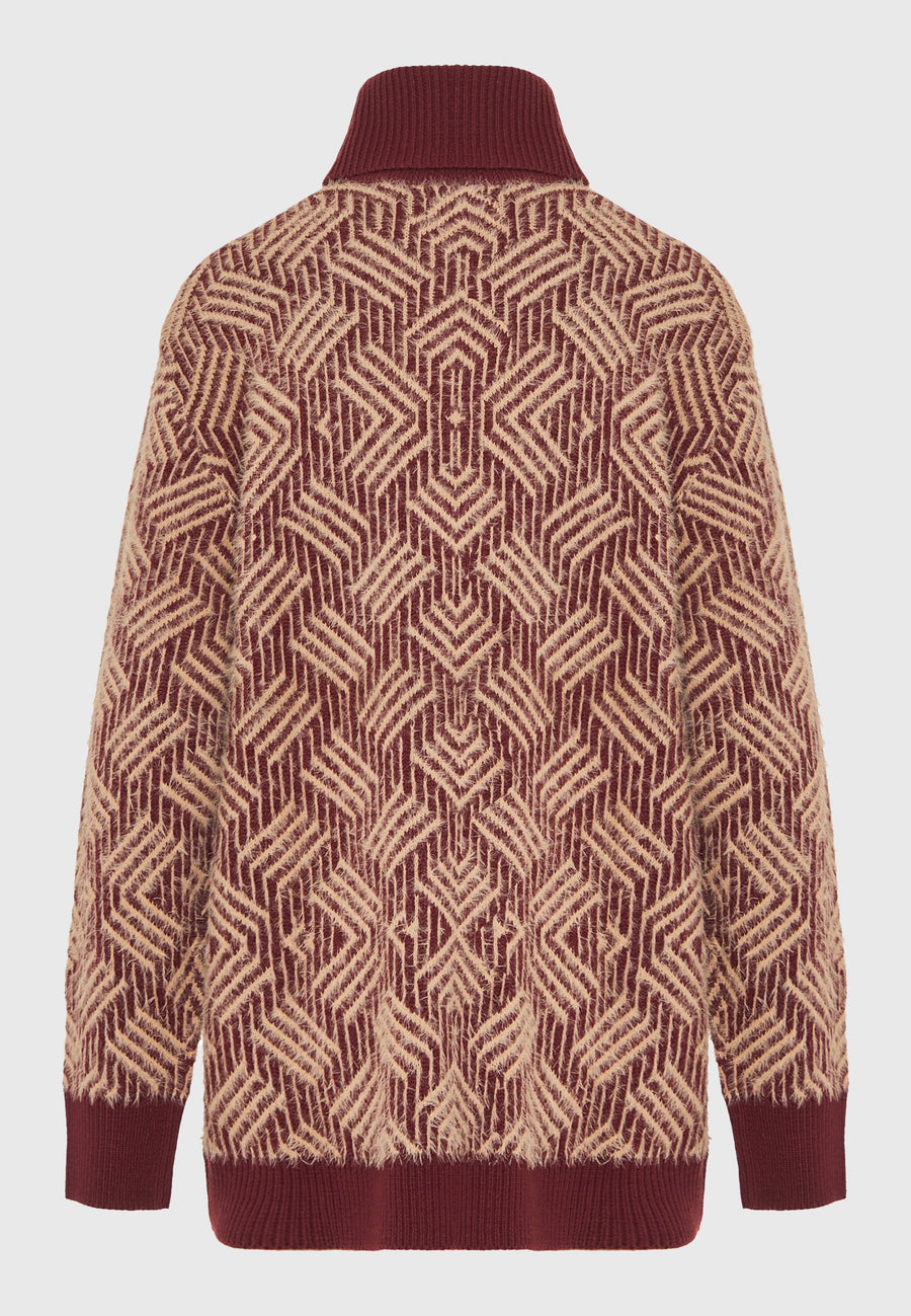 Guler înalt lejer tricotat cu împletitură