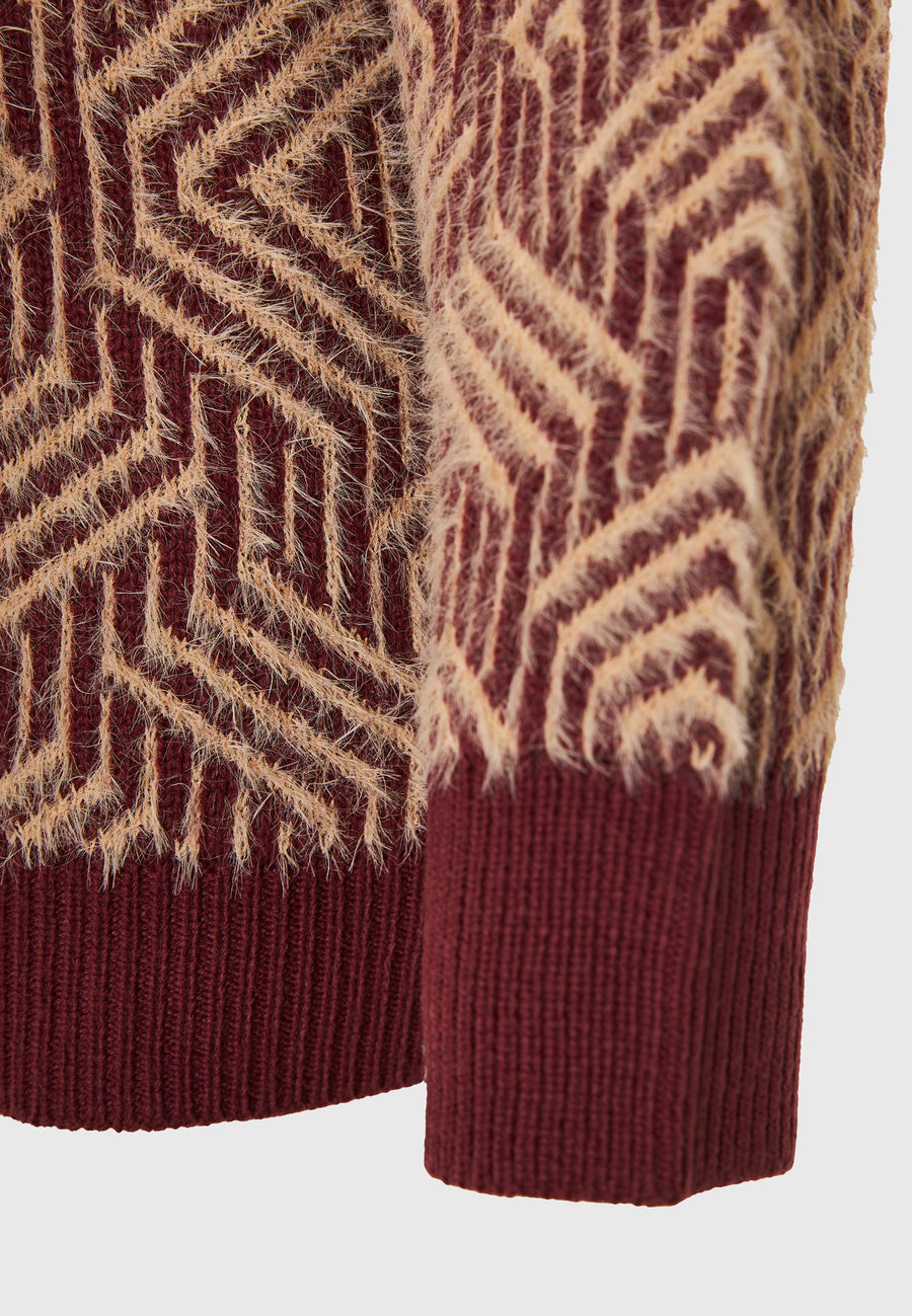 Guler înalt lejer tricotat cu împletitură