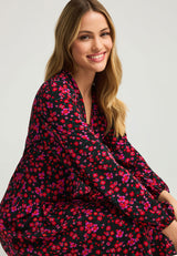 Rochie midi cu decolteu în V și imprimeu floral