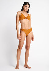 Bikini top with towel pattern
