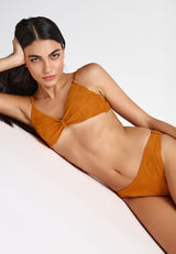 Bikini top with towel pattern