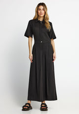 Lyocell jumpsuit with shirt collar