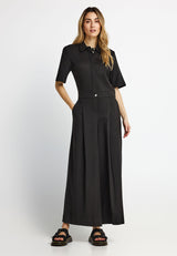 Lyocell jumpsuit with shirt collar