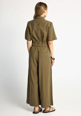 Lyocell jumpsuit with shirt collar