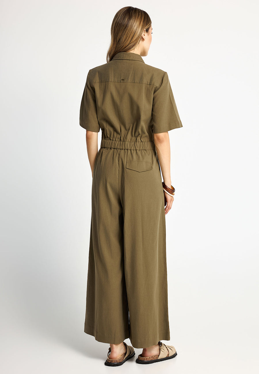 Lyocell jumpsuit with shirt collar
