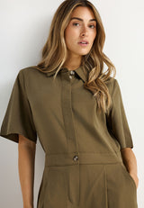 Lyocell jumpsuit with shirt collar