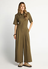 Lyocell jumpsuit with shirt collar