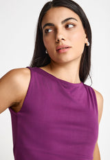 Sleeveless top with high neck