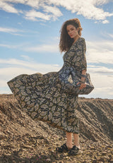 Rochie maxi din bumbac cu imprimeu integral