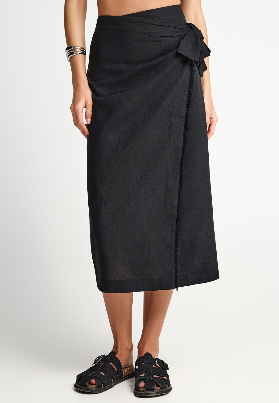 Women's wrap-around midi skirt