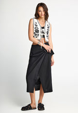 Women's wrap-around midi skirt