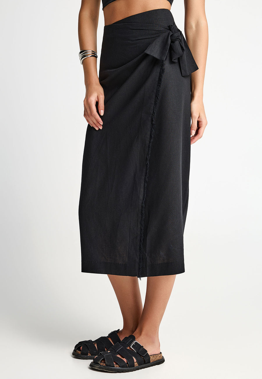 Women's wrap-around midi skirt
