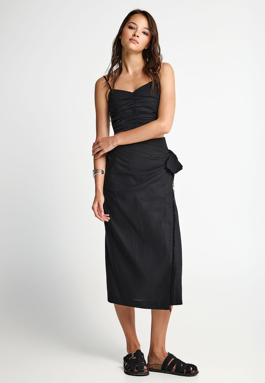 Women's wrap-around midi skirt