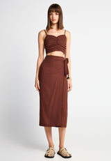 Women's wrap-around midi skirt