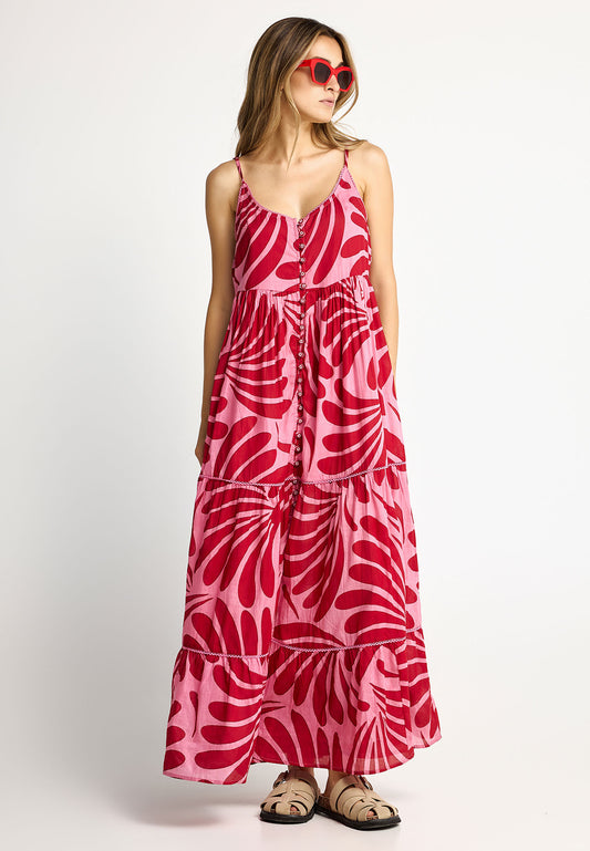Women's printed cotton boho maxi dress