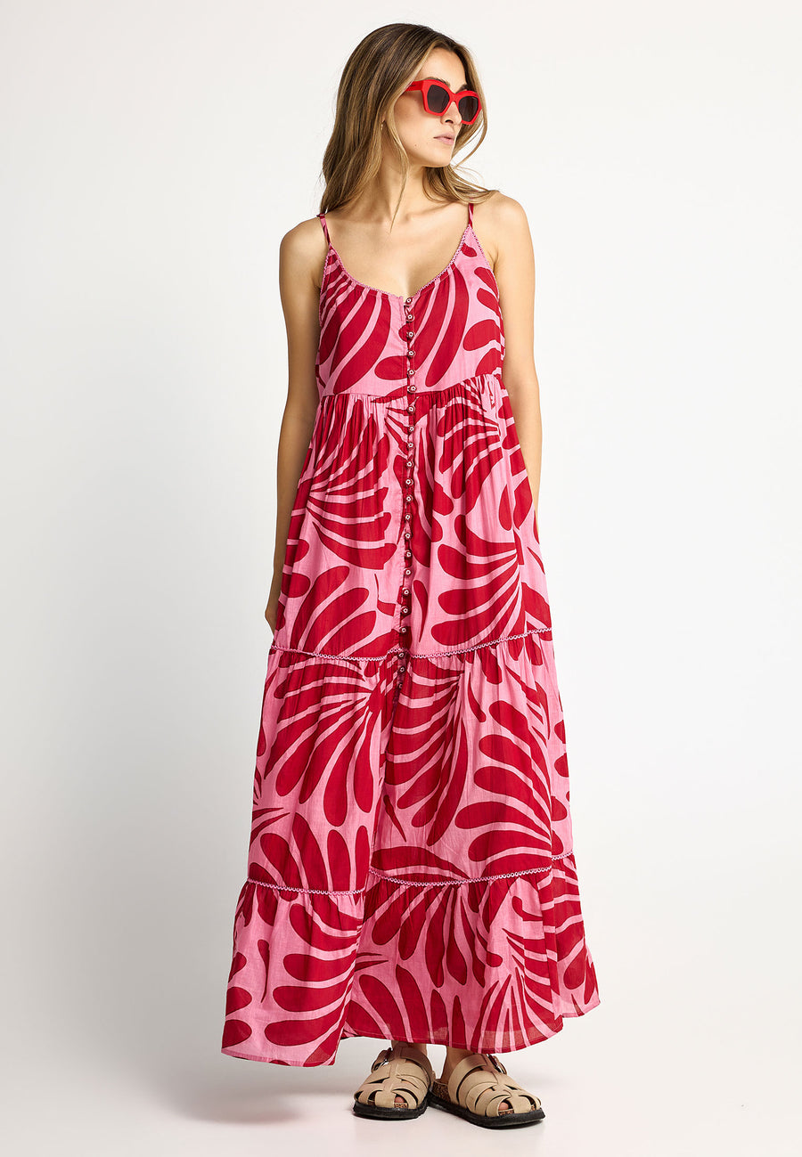 Women's printed cotton boho maxi dress