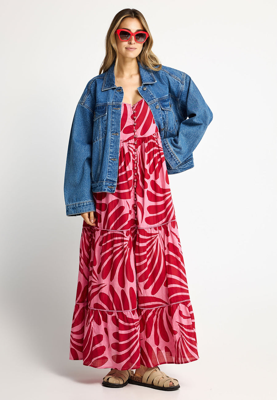 Women's printed cotton boho maxi dress