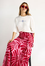 Tricou relaxat pentru femei cu imprimeu pe spate - 100% bumbac