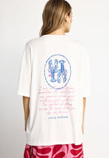 Tricou relaxat pentru femei cu imprimeu pe spate - 100% bumbac