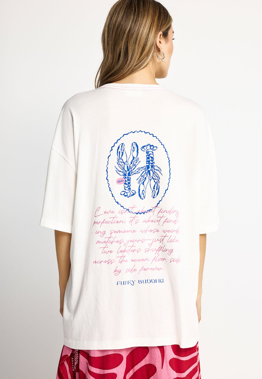 Tricou relaxat pentru femei cu imprimeu pe spate - 100% bumbac